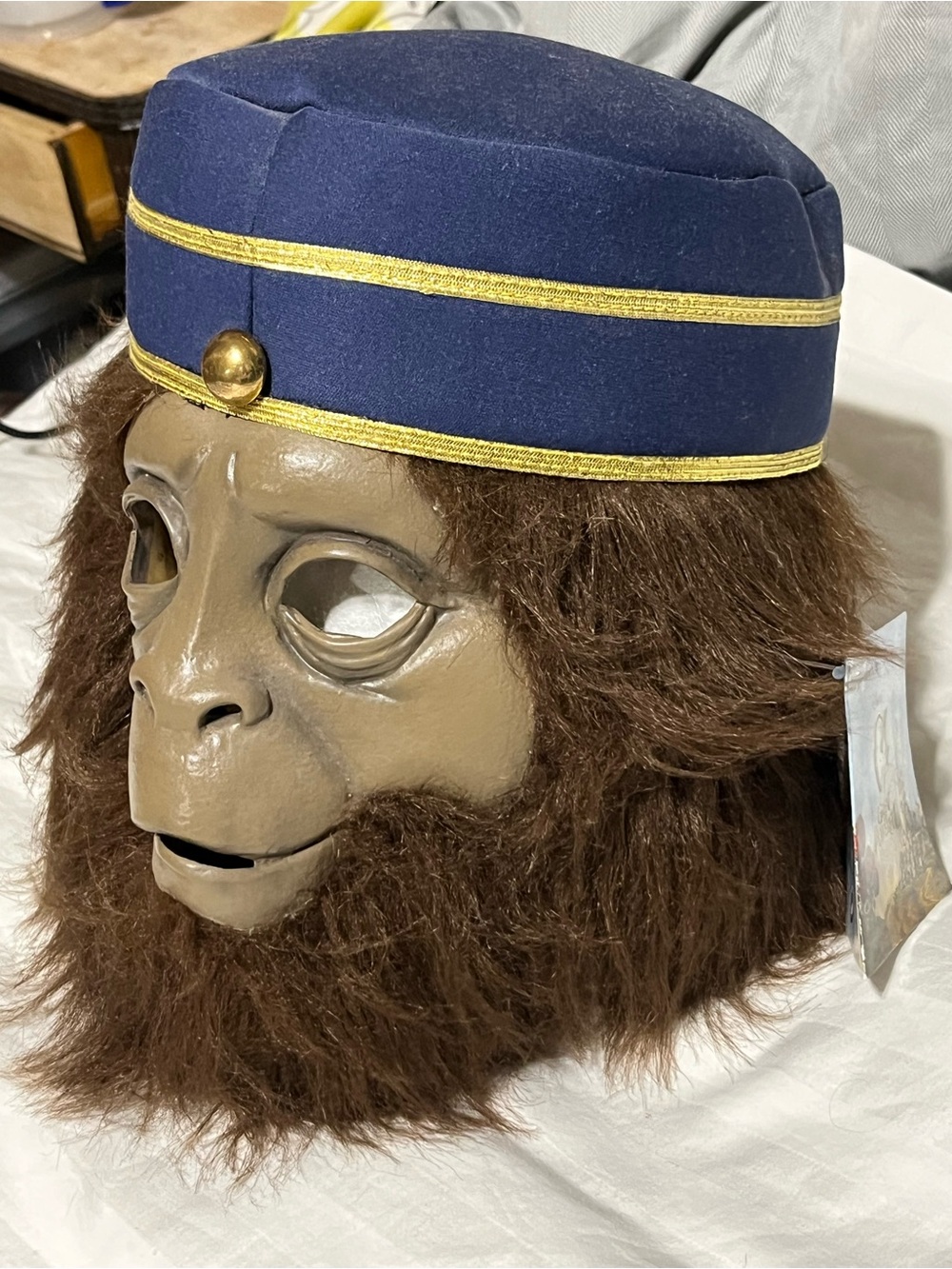 Disney Brown Monkey Head Accent with Navy and Gold Bellhop Hat
